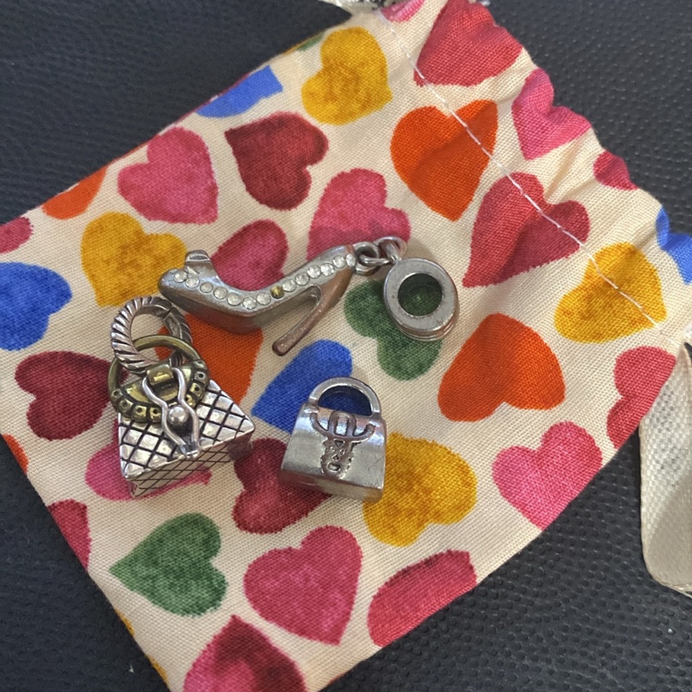 Brighton collectible handbag bracelet charm 2 tone + 2 extra charms